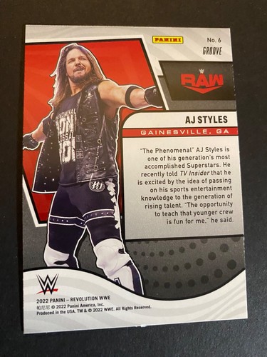 AJ Styles - 2022 WWE Panini Revolution "Groove" Wrestling Card #6 - Picture 2 of 2