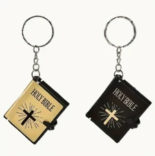 Miniature Mini Holy Bible Keychain Key Ring Chain Tiny Pocket Size NEW