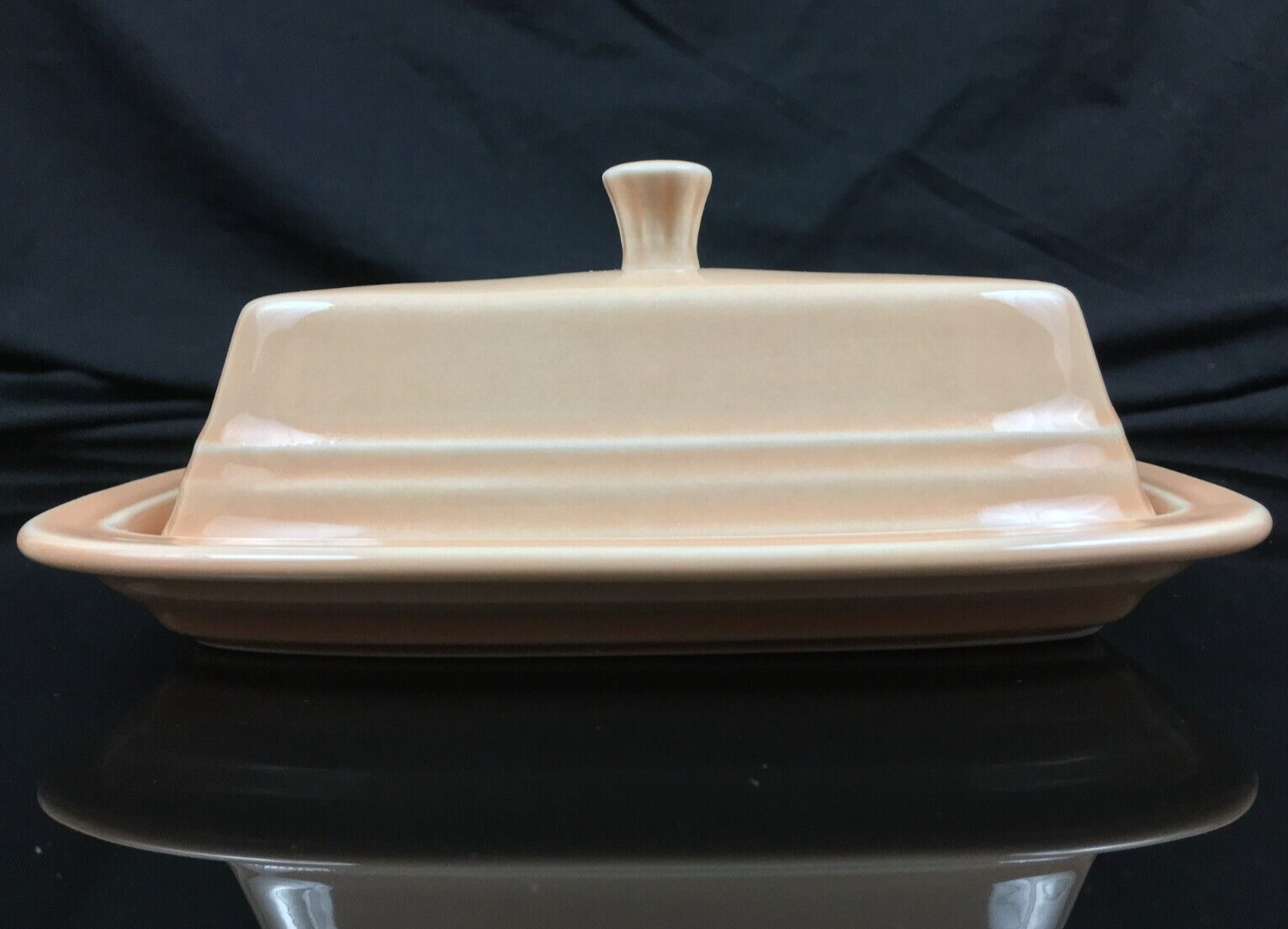 Vintage Fiesta Ware Butter dish with Lid H.L.C. Fiesta USA Peach Color