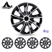 15” Snap On Wheel Cover Hub Caps Replacement Fit R15 Tire & Steel Wheels 4 Pack