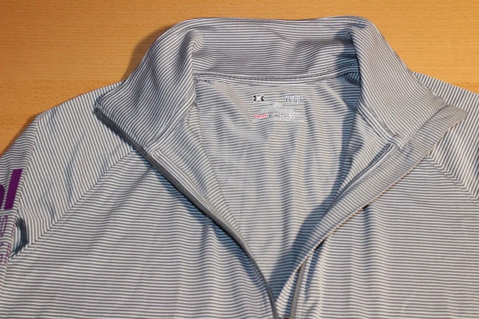 Pullover para mujer Under Armour suelto cuerpo rayas 1/4 cremallera manga larga LG grande gris Foto 4 de 4