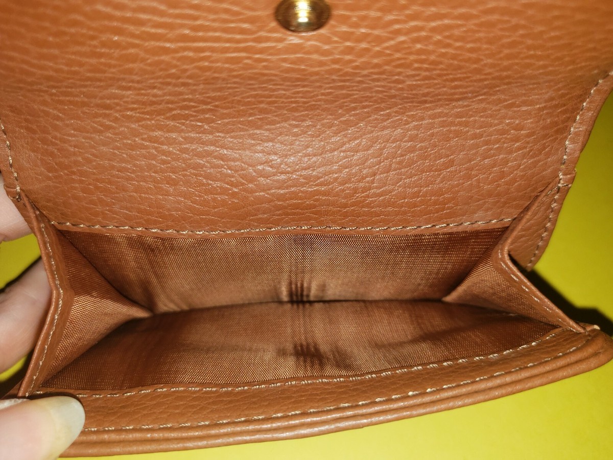 CELINE Blue Denim & Brown Leather w/Gold Studs Bifold Wallet