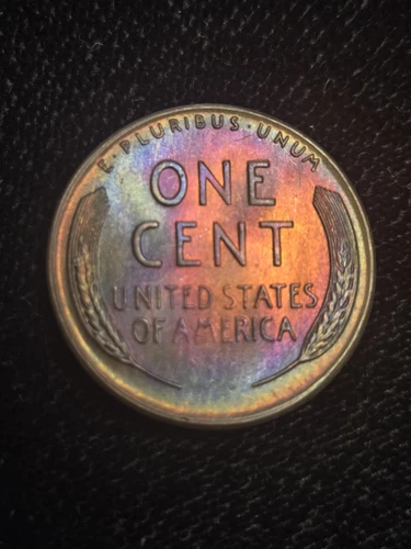 1955 S Gem BU From Mint Set ☆ Monster Purple  Red Toned Lincoln Wheat Penny 116