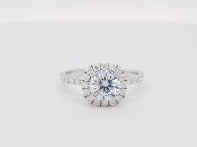 Jansme Moissanit Verlobungsringe Brillant Rundschliff Sterlingsilber Gr. 7