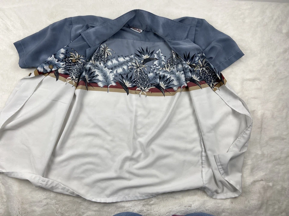 Camisa hawaiana Ron Jon Surf Shop blanca azul piña para hombre talla grande Foto 3 de 4