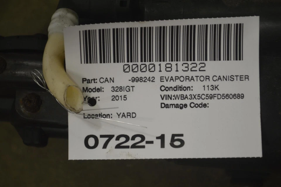 BMW 328I GT F34 2014-2016 2,0 L evaporador de combustible bote de vapor de carbón OEM Foto 3 de 3