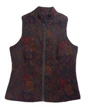 Carpet Vest SZ M Paisley Tapestry Floral Zip Up