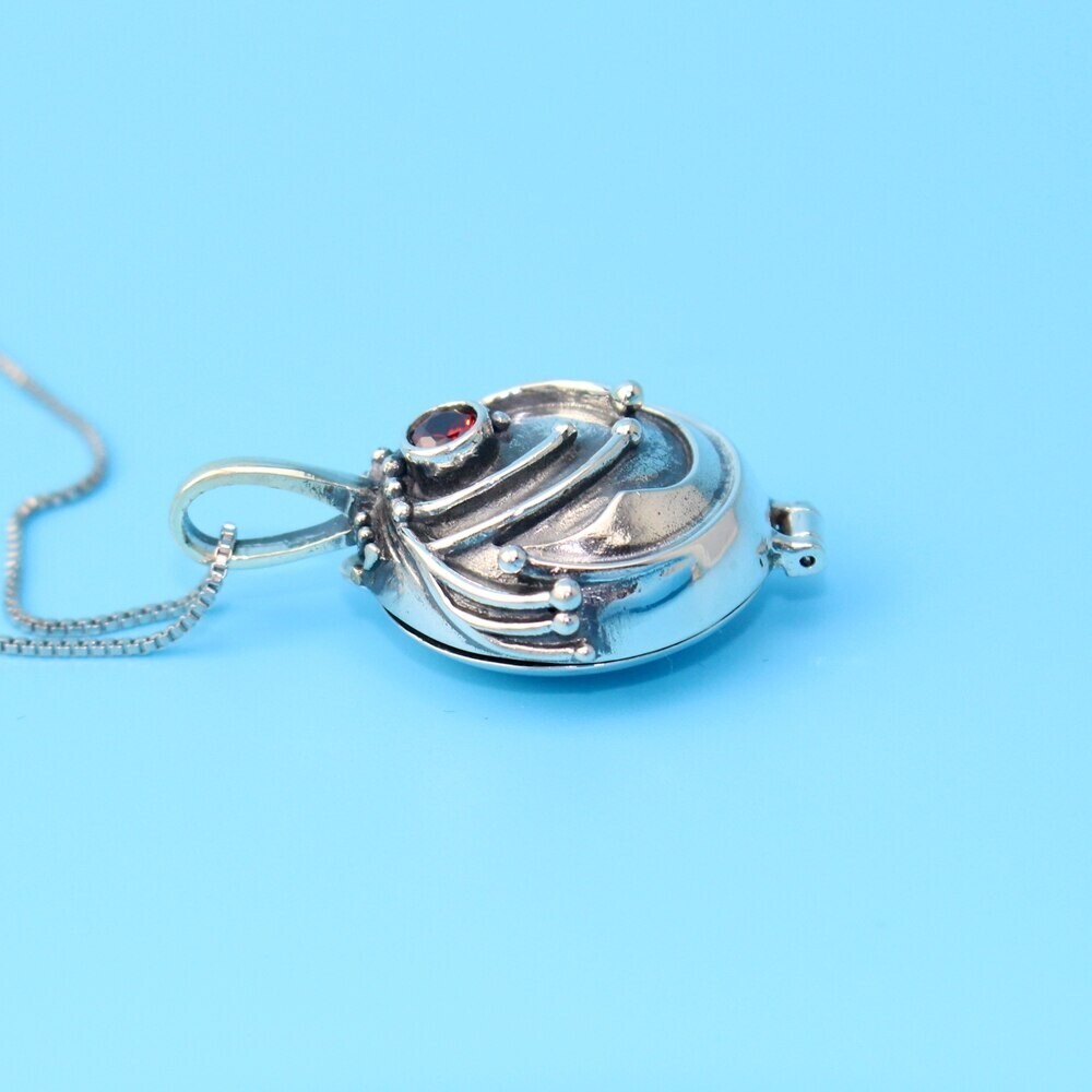 Collana The Vampire Diaries Con Ciondolo Elena – Argento Sterling S925, Zirconi Rossi, Catena 17 Pollici