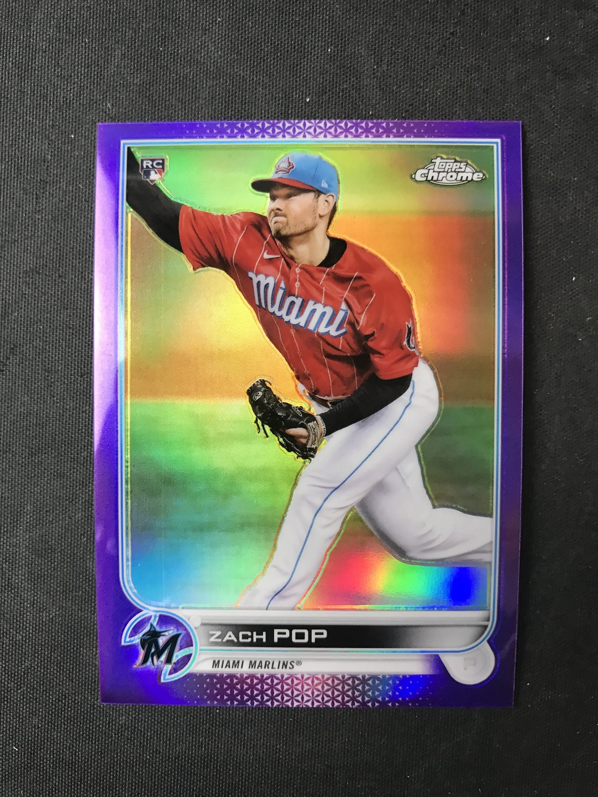 2022 Topps Chrome #41 Zach Pop Miami Marlins Purple Refractor /250 RC