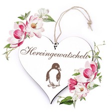 Znak pingwina Serce Namiot Znak na drzwi Witamy Znak dekoracyjny 13x12cm