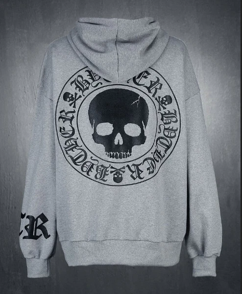 100 Cotton Men Hoodies Sweatshirts Skull XL Gray eBay