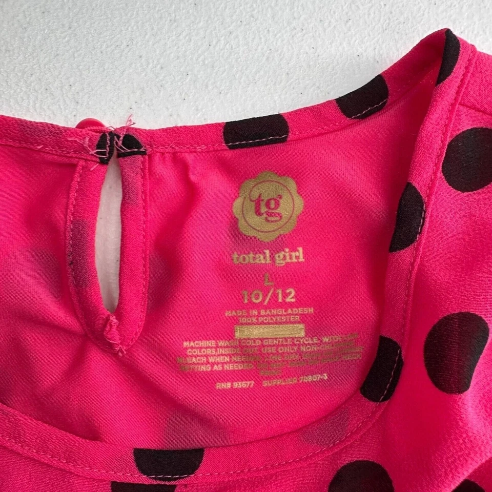 Vestido Total Girl Rosa Negro Lunares L 10/12 Niños Niñas Sin Mangas Cerradura a Foto 2 de 4