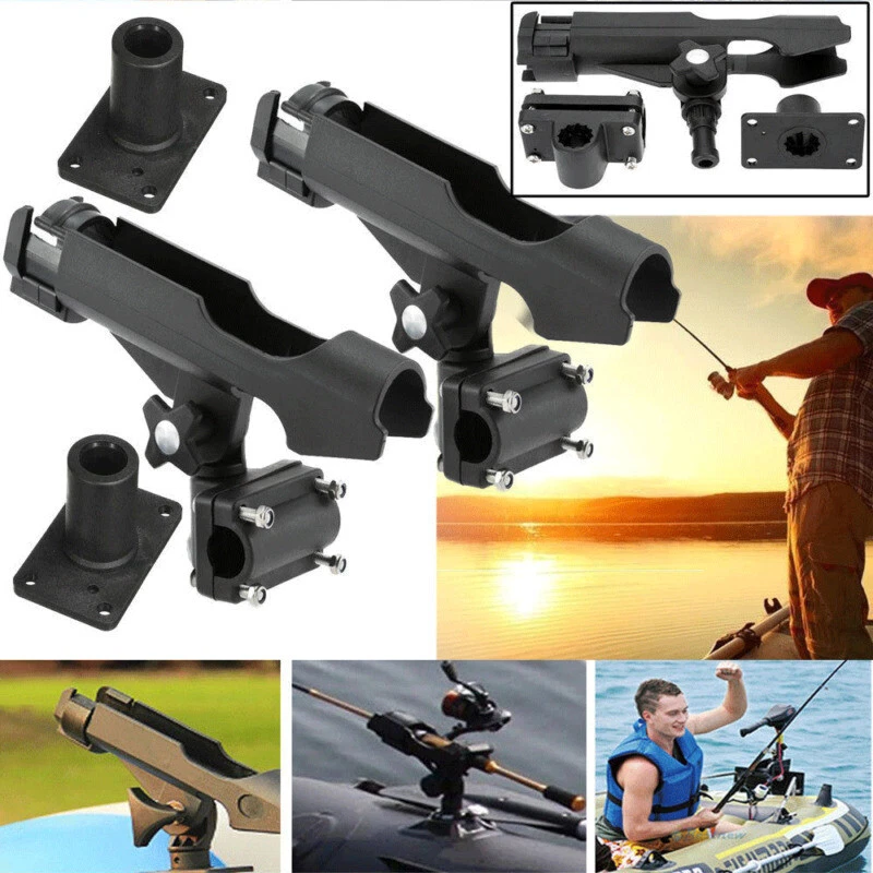 2PC For Kayak Boat Fishing Pole Rod Holder Tackle Kit Adjustable Side Rail Mount - Image 2 of 4