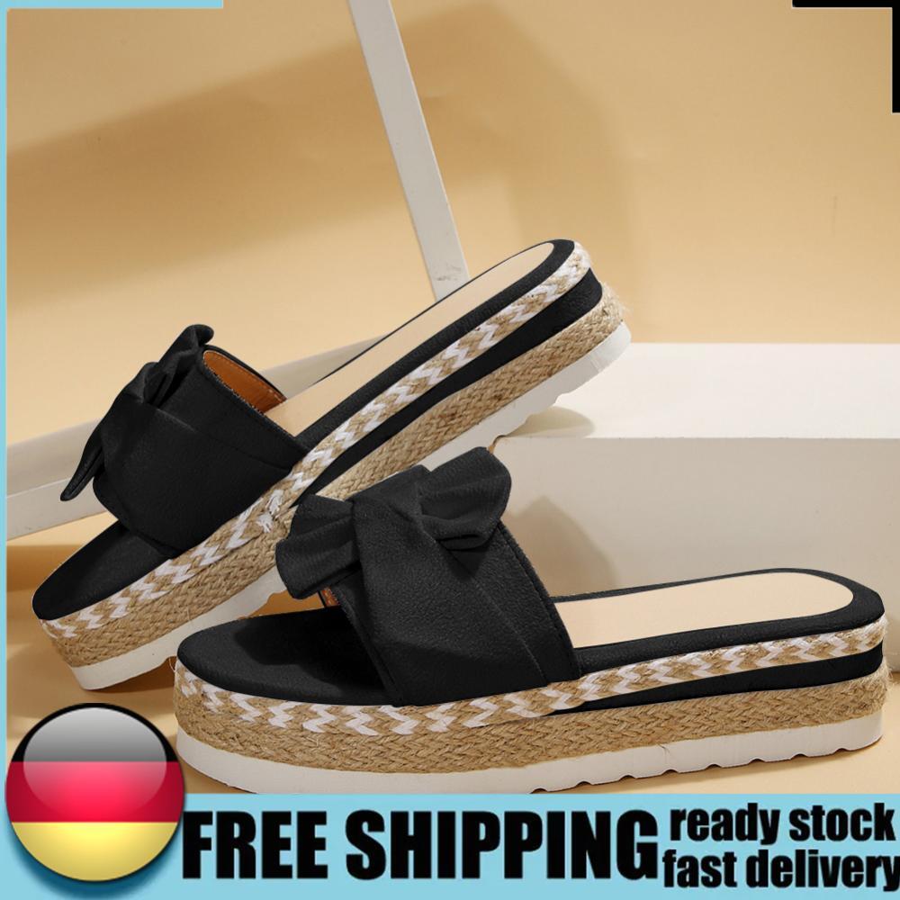 APL Women Bohemia Bow Wedges Platform Slipper for Travel Seaside