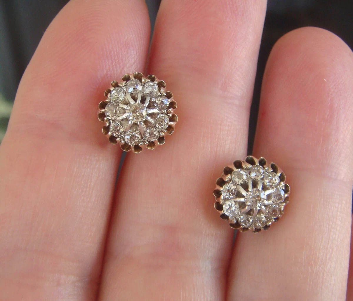 Mine cut shop diamond earrings