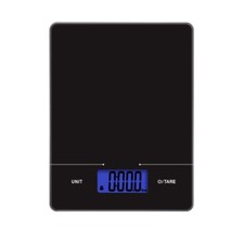 Mainstays Tempered Glass Slimline Digital Scale with Blue Backlit, Black
