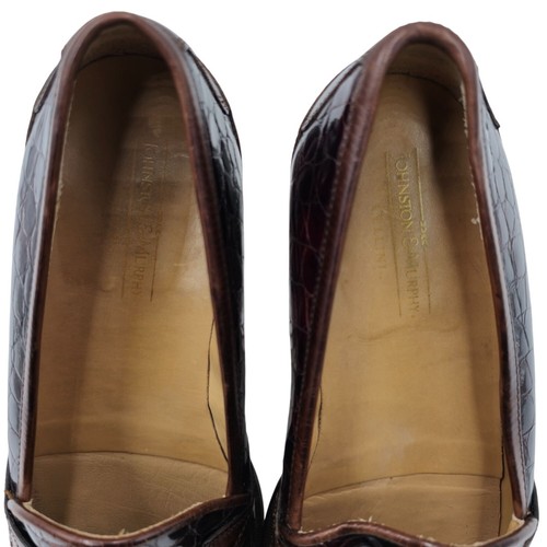 Vintage Johnston & Murphy Mens 8M Alligator embossed Dress Shoes Loafers Italy - Picture 8 of 11
