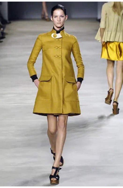 PHOEBE PHILO SPRING 2005 MUSTARD MOD COAT JACKET SZ F40