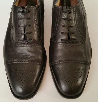 Hickey Freeman Mens Leather Cap Toe Oxford Dress Shoes Size 10.5 Brown HICKEY FREEMAN Solid Brown Leather Mens Split Toe Oxford  main image 4
