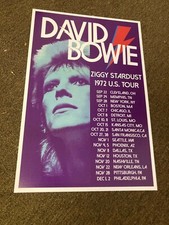 David Bowie Ziggy Stardust 1972 US Tour Dates Promo Cardstock Poster 12x18