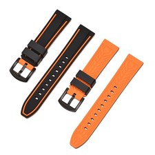BLACK BUCKLE SMART WATCH SILICONE SOFT RUBBER SPORT STRAP BAND 20-22-24MM