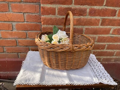 Atemberaubender Vintage Weidenkorb groß Blumensammelkorb. 