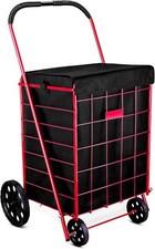 Folding Grocery Basket Cart Shopping Wheel Large Utility Laundry 18" X 15" X 24