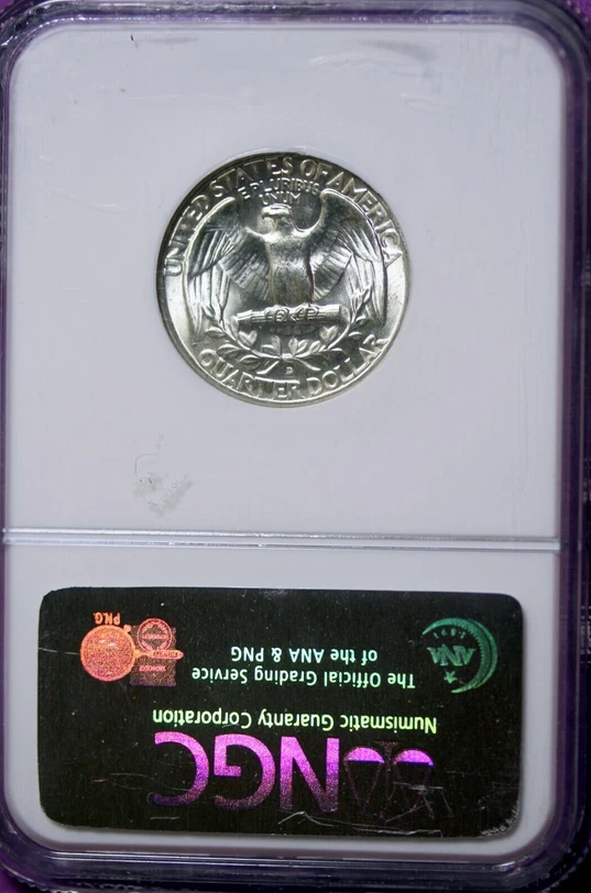 :1941-D 25C WASHINGTON QUARTER SPOTLESS NEAR SUPERB NGC MS66 RARE R3 HIGH GRADES - Image 2 of 2