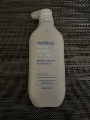 Method Body Lotion, Simply Nourish, Coconut, Rice Milk + Shea Butter notes,... 