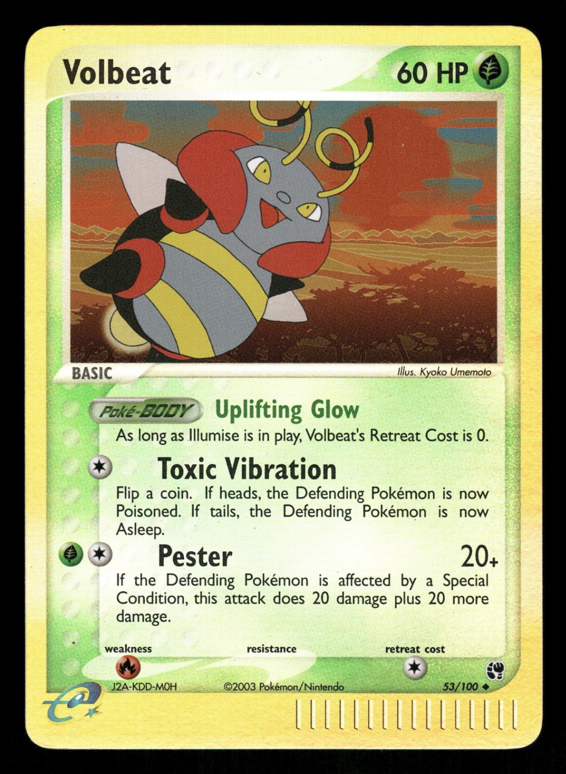 Pokemon Volbeat Uncommon Sandstorm 53/100 LP Reverse Holo