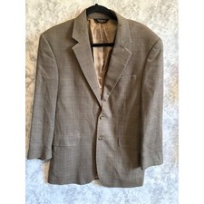 Jos. A. Bank 39R Sport Coat Blazer Wool Silk Brown Windowpane