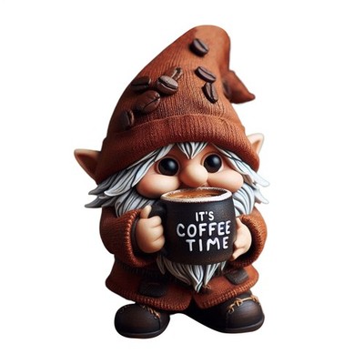 1pc Coffee Gnome Coffee Bar Decoration It's Coffee Time Elf Dwarf Figurine 