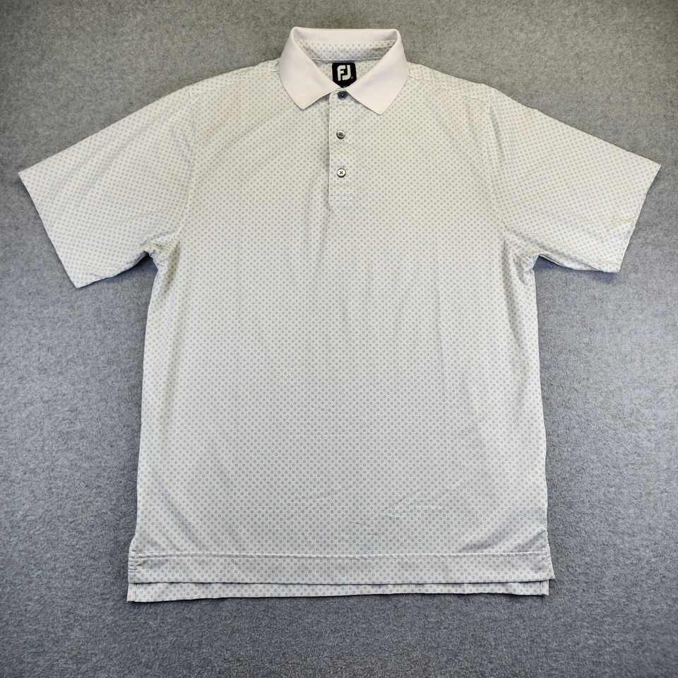 Footjoy FJ Golf Polo Shirt Mens M Circles Dots Geometric Blue AOP Performance - Image 2 of 4
