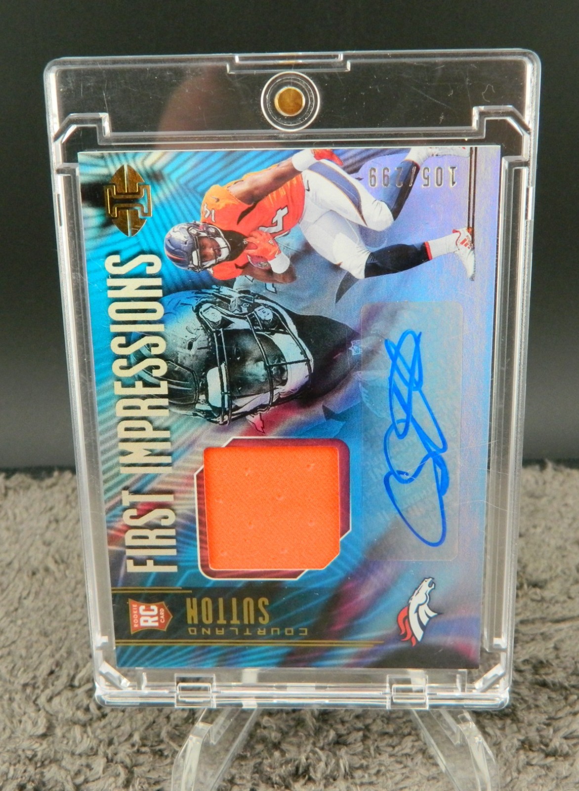 2018 Illusions Trophy Collection /299 Courtland Sutton #106 Rookie Patch Auto RC view 2