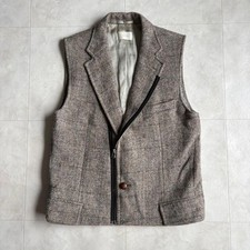 Harris Tweed Wool Herringbone Vest Gray/Brown HT1225221