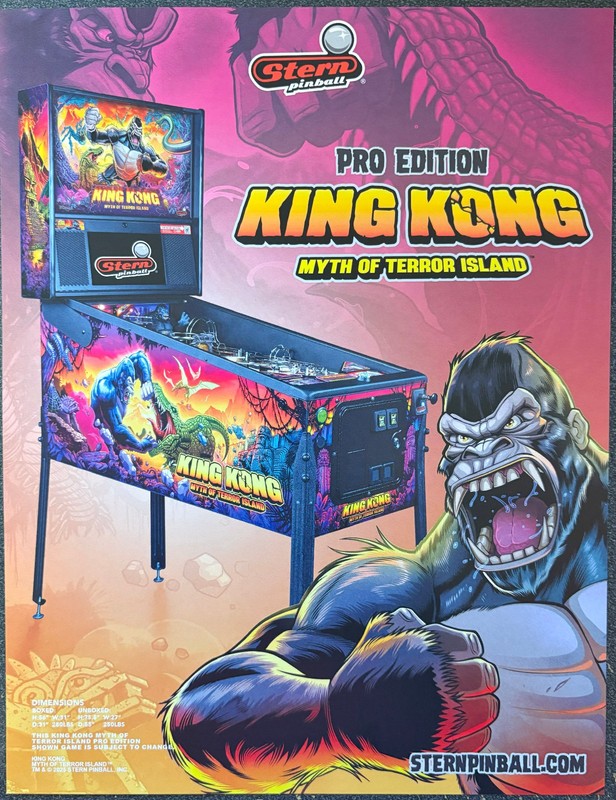 KING KONG Pro Edition - Stern Pinball Machine Flyer - 2025 - Boxed