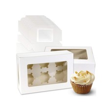 20Pack White Cupcake Boxes with Inserts 6 Holders,White Standard Bakery Boxes...