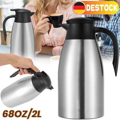 2L Isolierkanne Thermoskanne Kaffeekanne Edelstahl Thermo Teekanne Isolierflasch