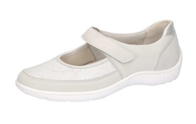 Waldläufer Ballerina Henni Grau Leder Halbschuh Spangenballerina Extraweit