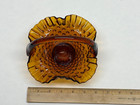 Indiana Glass Amber Brown  Basket Candy Dish Diamond Point Ruffled — photo 5