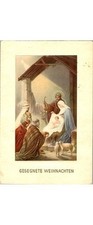 1920s German Nativity Scene Postcard HACO 347 Blessed Christmas Holle Message