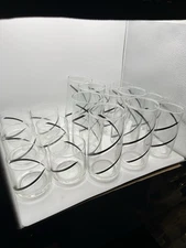 18 Piece “Georges Briard Crisa” Spiral Swirl Helix Black & White Glasses Set