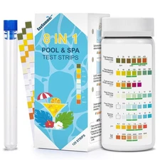 Salt-Water Pool Test Strips Kit: 125 Counts 8-in-1 for Salt Water Pool Testin...