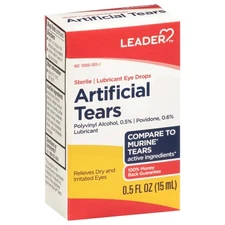 Leader Artificial Tears Lubricant Eye Drops Relieves Dry Irritated Eyes 0.5 Oz