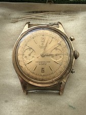 Rare Valjoux 92 Chronograph Dreffa Genève Telemeter Swiss Vintage Plaque Or