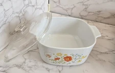Vintage 3 Qt. Cassoral Collectable Corningware Dish With Lid Poppy Design