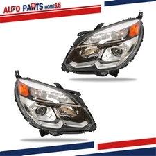 1 Pair Headlight For Chevy Equinox 2016-2017 Halogen Type Projector Chrome LH+RH