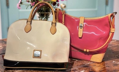 Dooney Bourke Bundle Lot Patent Leather Black White Pink Satchel Hobo Bag Purses