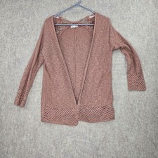 Altard State Womens Crochet Open Front Cardigan Sweater Small Blush Pink