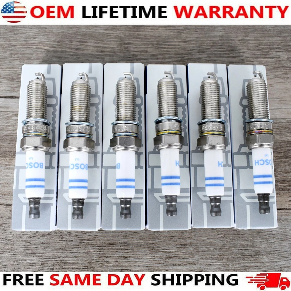 6 piezas bujías Bosch YR7MPP33 para Mercedes Benz C230 C250 C300 CL550 E350 EE. UU. Foto 3 de 4